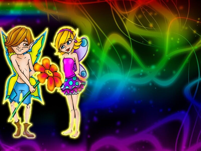 Two Fairies with Flowers