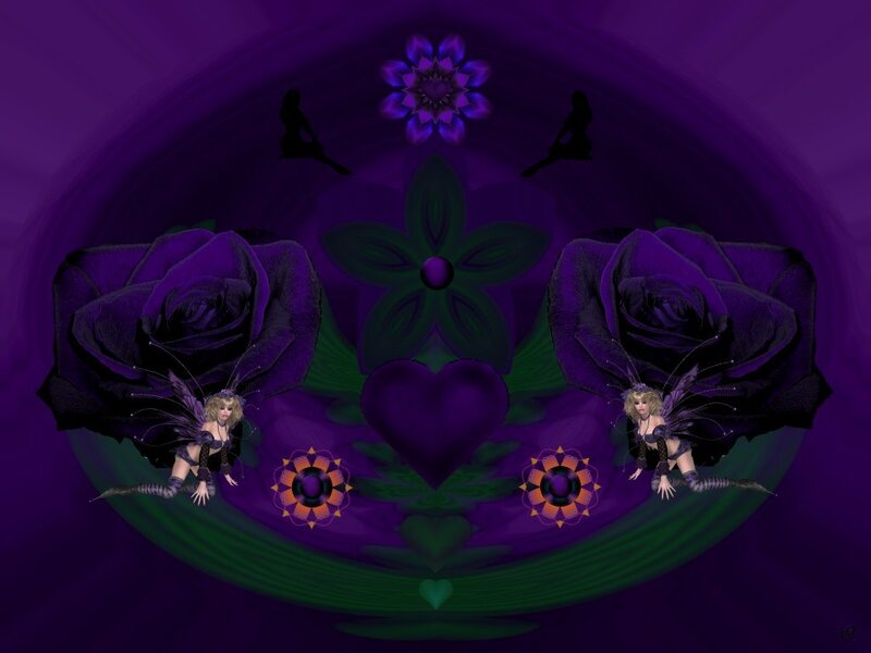 Two Fairies with Purple Roses