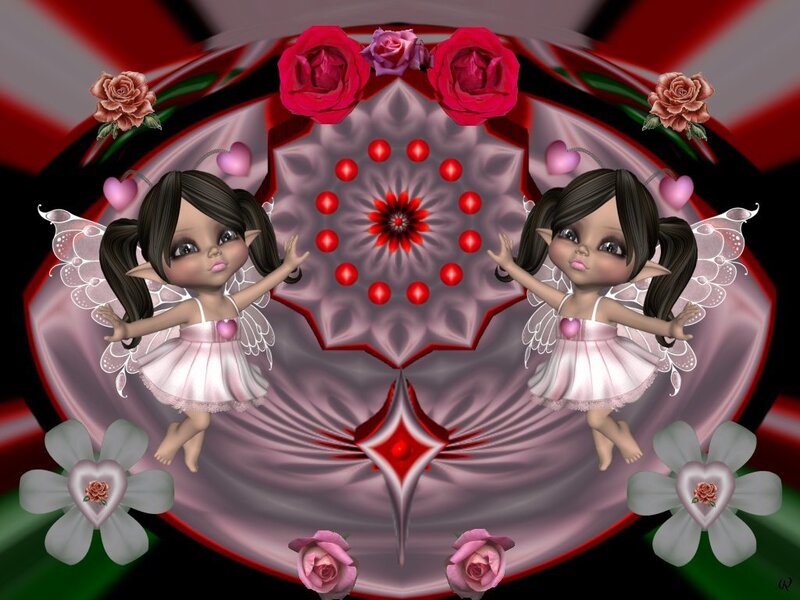 Two fairies with roses