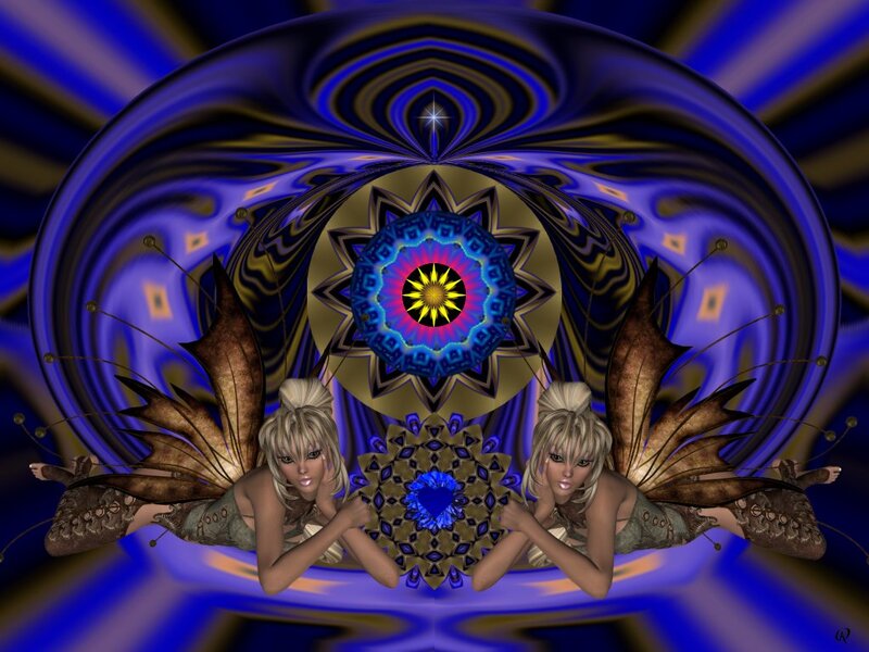 Two Fairies with Wings — Blue