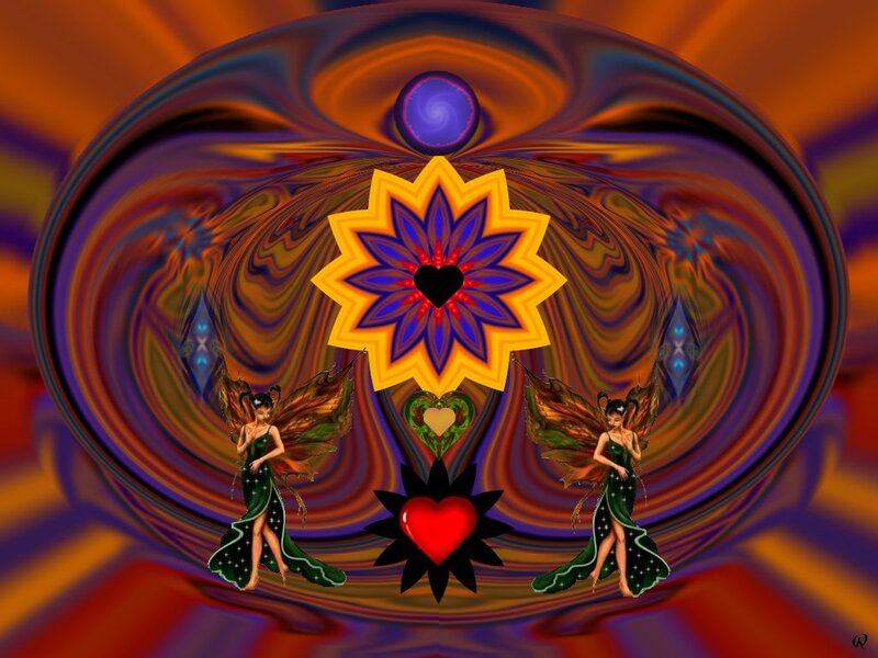 Two Fairies with Wings — Orange
