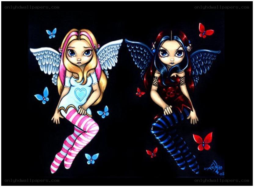 two fairy characters with butterflies