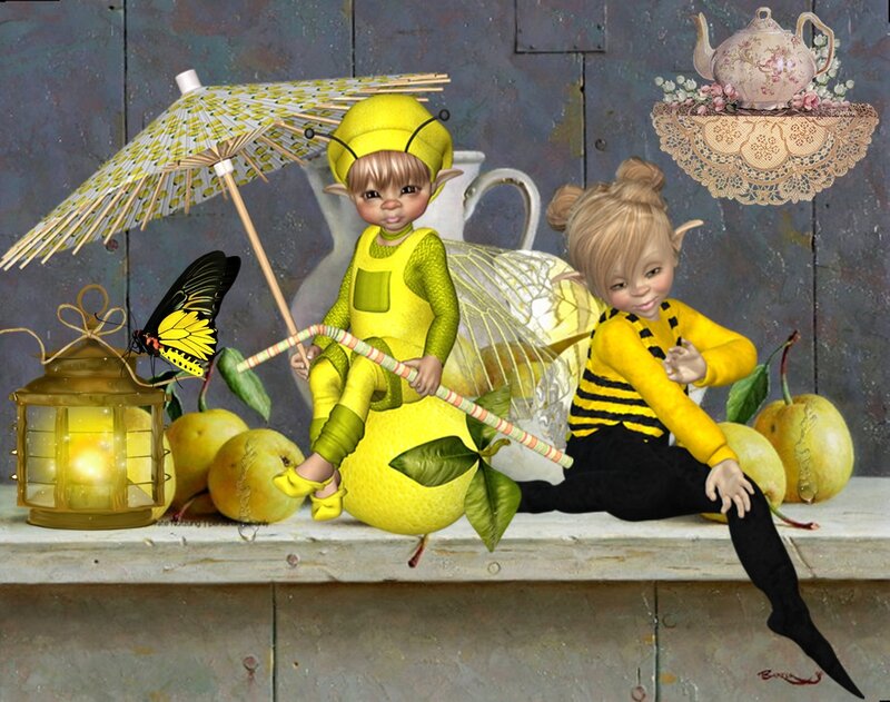 Two Fairy Children — Yellow