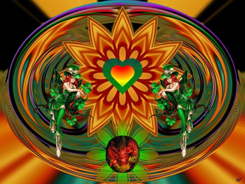 Two Fairy Figures — Green