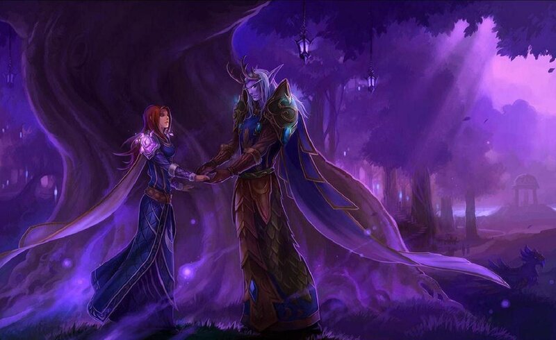 Two Fantasy Characters Holding Hands