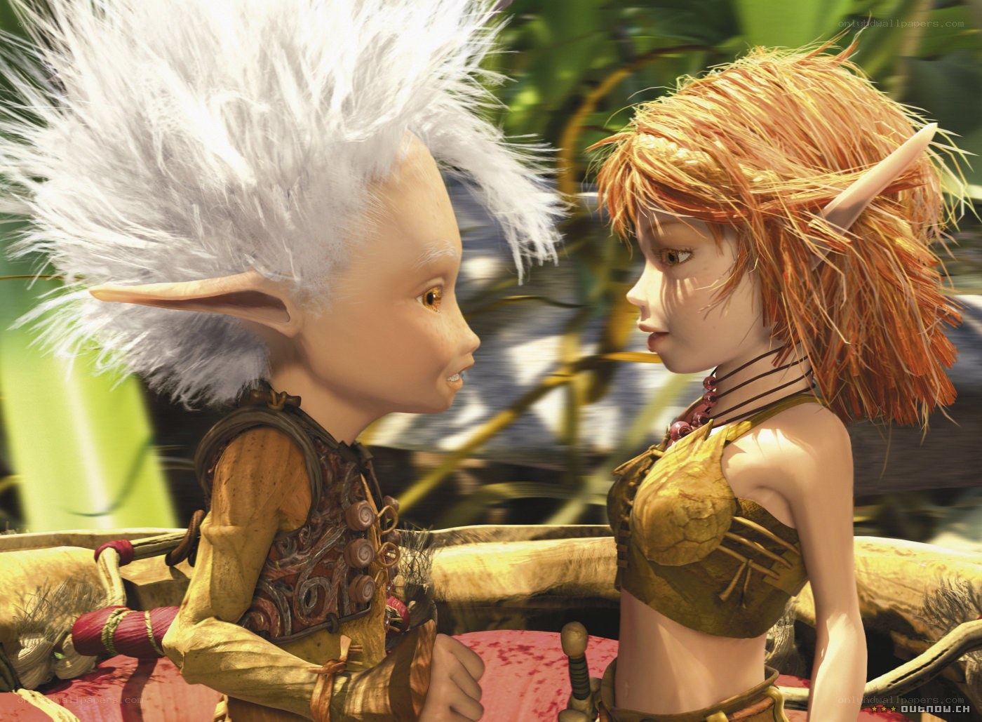 two fantasy characters in a boat