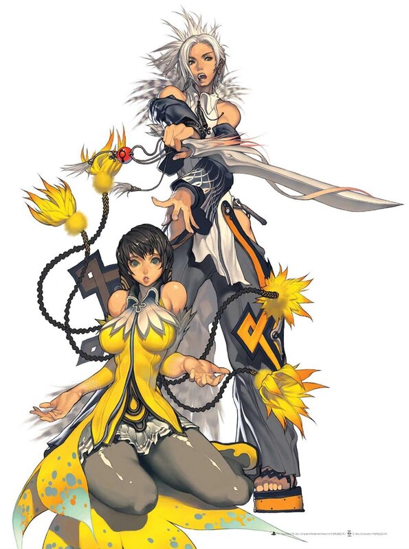 Two fantasy characters in action pose