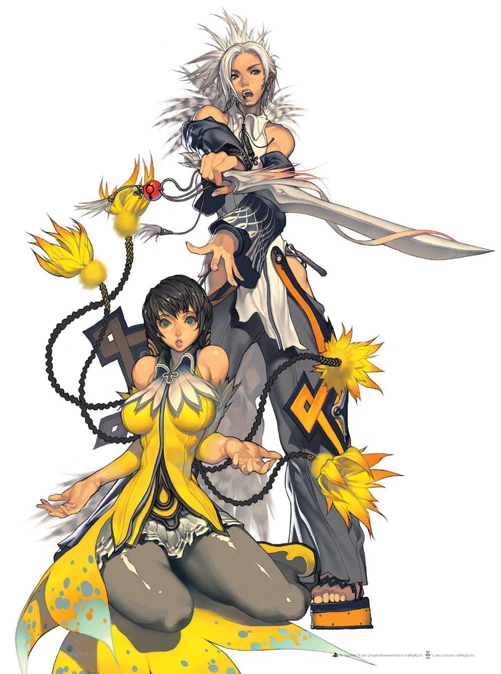 Two fantasy characters in action pose