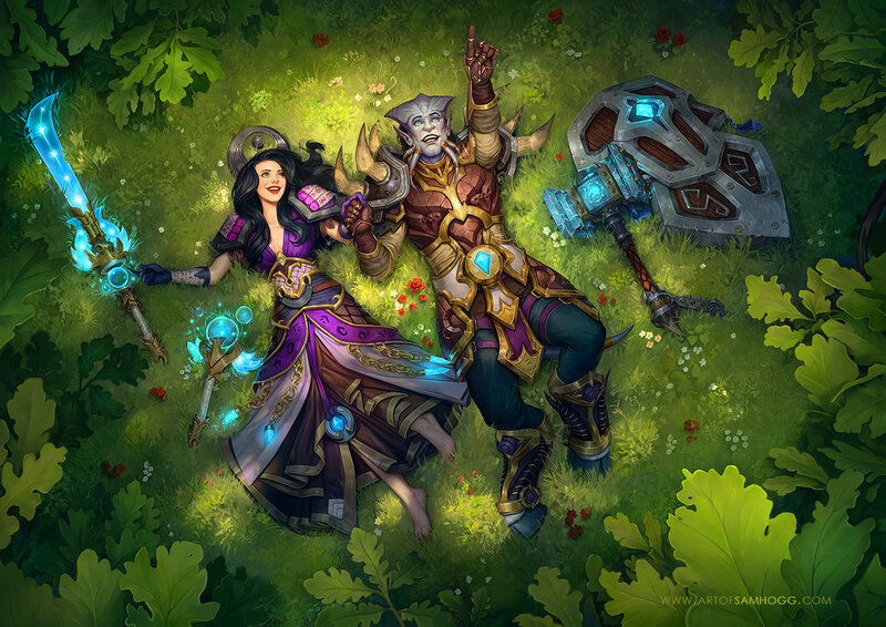 Two Fantasy Characters in Grass