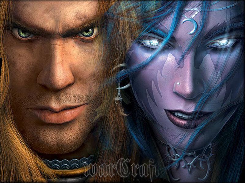 Two Fantasy Characters — Purple, Dramatic, Digital Art, Blue Hair