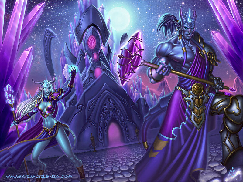 Two Fantasy Characters — Purple, Dramatic, Night
