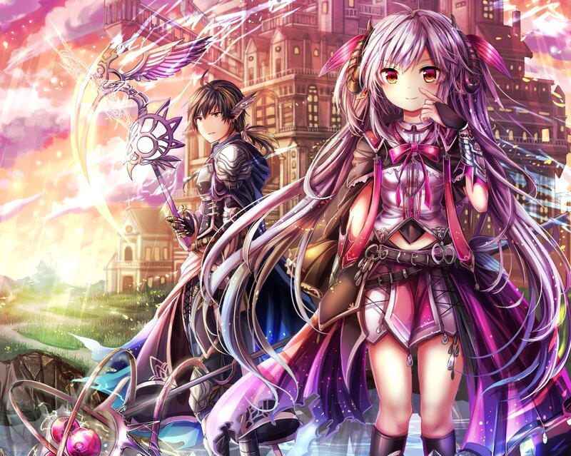 Two Fantasy Characters — Purple, Dramatic, Sunset