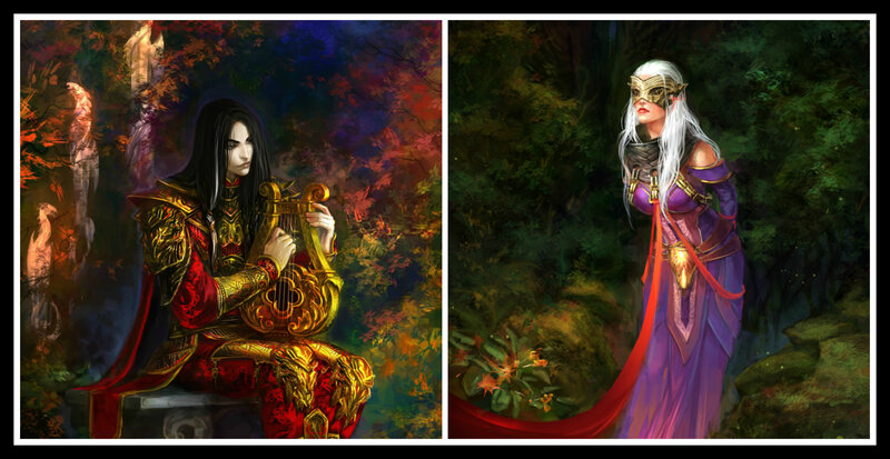Two Fantasy Characters — Red, Dramatic, Autumn