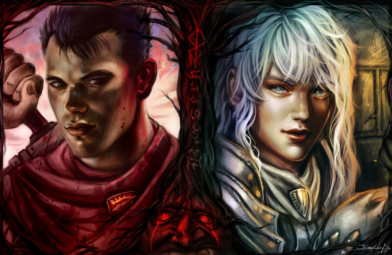 Two Fantasy Characters — Red, Dramatic, Digital Art