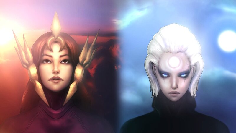 two fantasy characters side by side