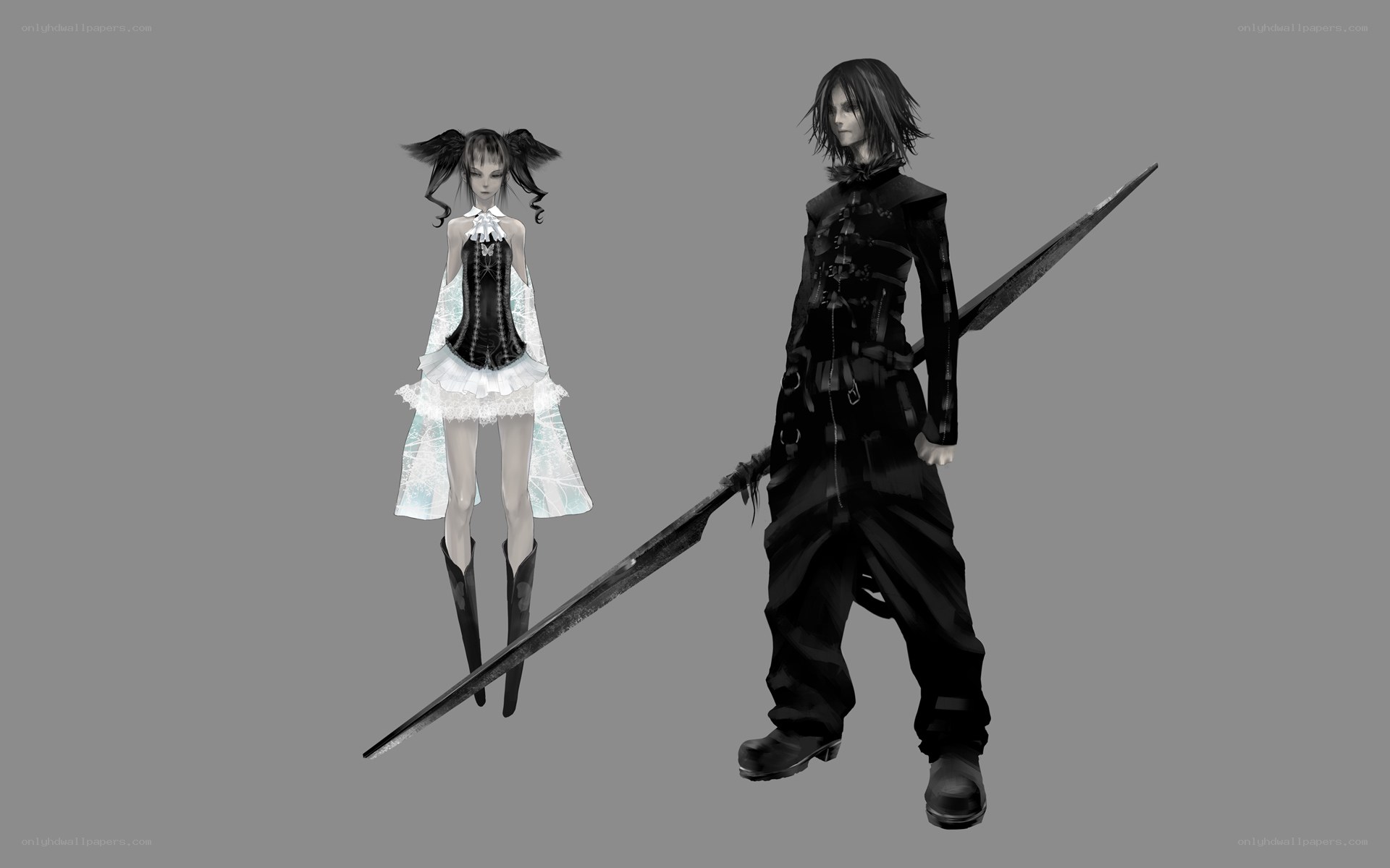 Two fantasy characters with weapons