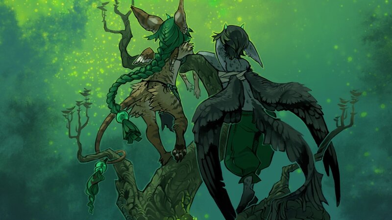 Two Fantasy Creatures — Green