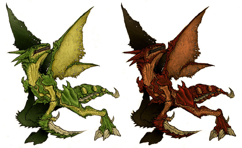 two fantasy dragon creatures