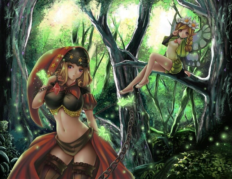Two Fantasy Girls in Forest