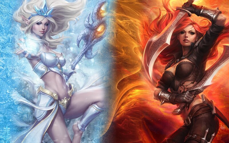 Two Fantasy Warriors — Blue, Dramatic, Digital Art, Ice Magic