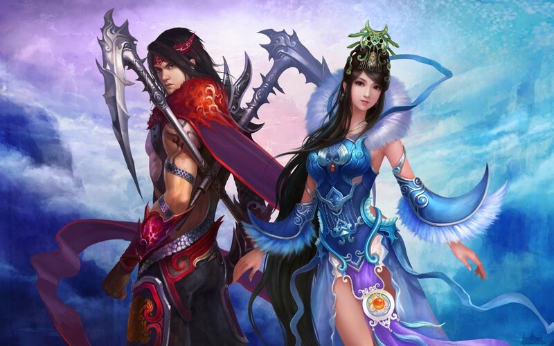 Two Fantasy Warriors — Blue