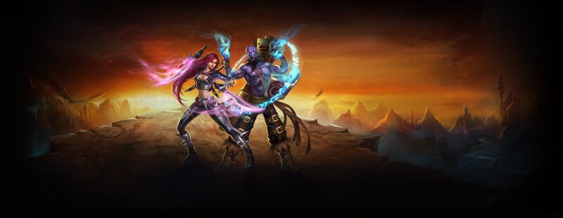 Two Fantasy Warriors — Orange, Dramatic