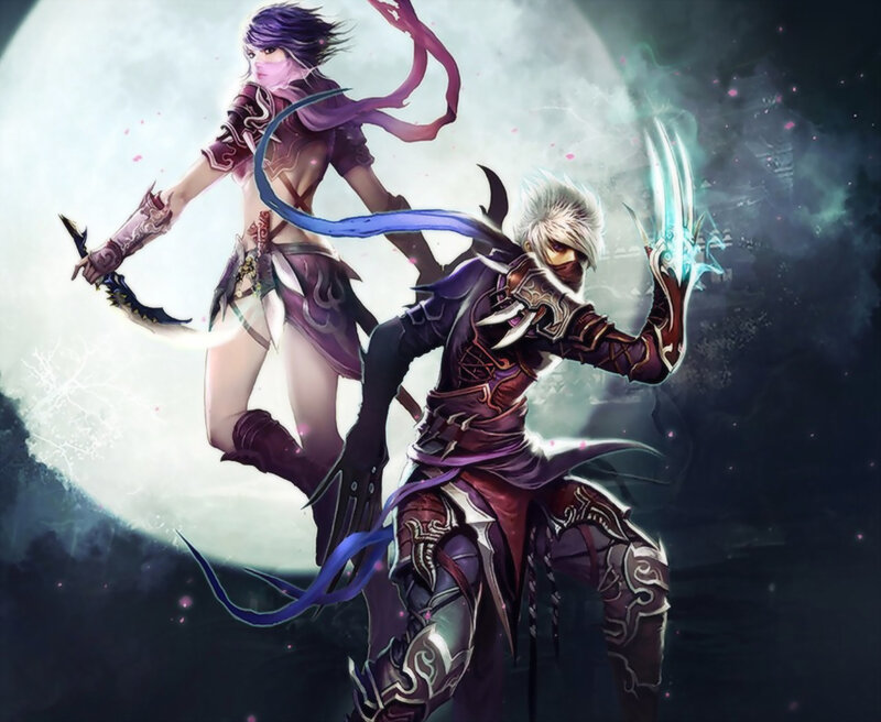 Two Fantasy Warriors — Purple, Dramatic