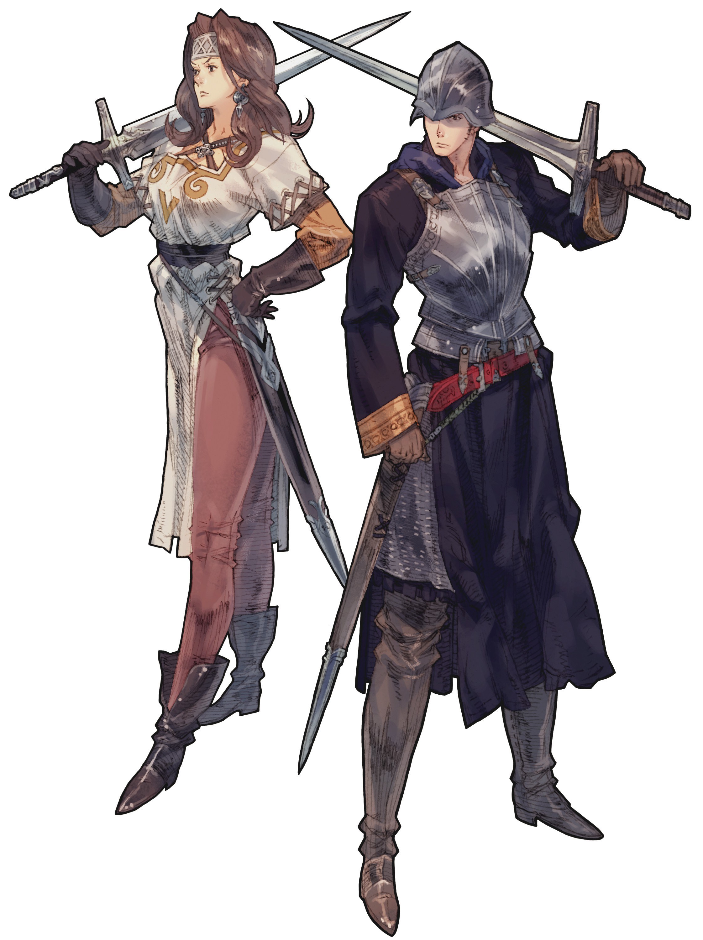 Two fantasy warriors with swords