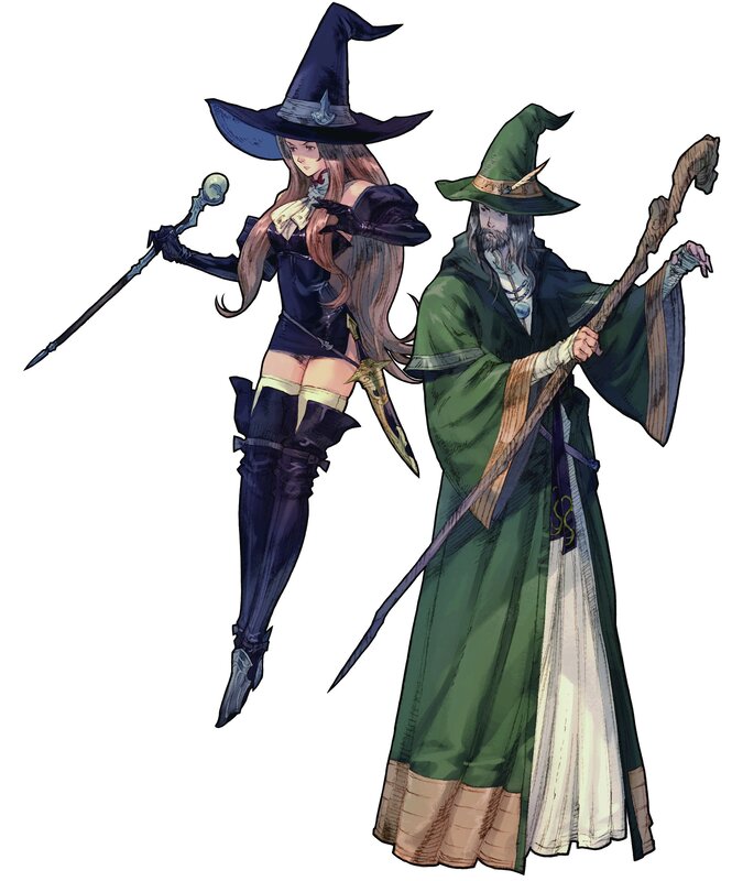 Two fantasy wizards in robes