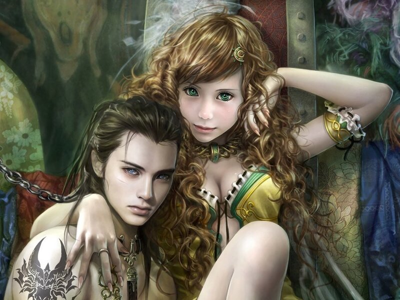 Two Fantasy Women — Green