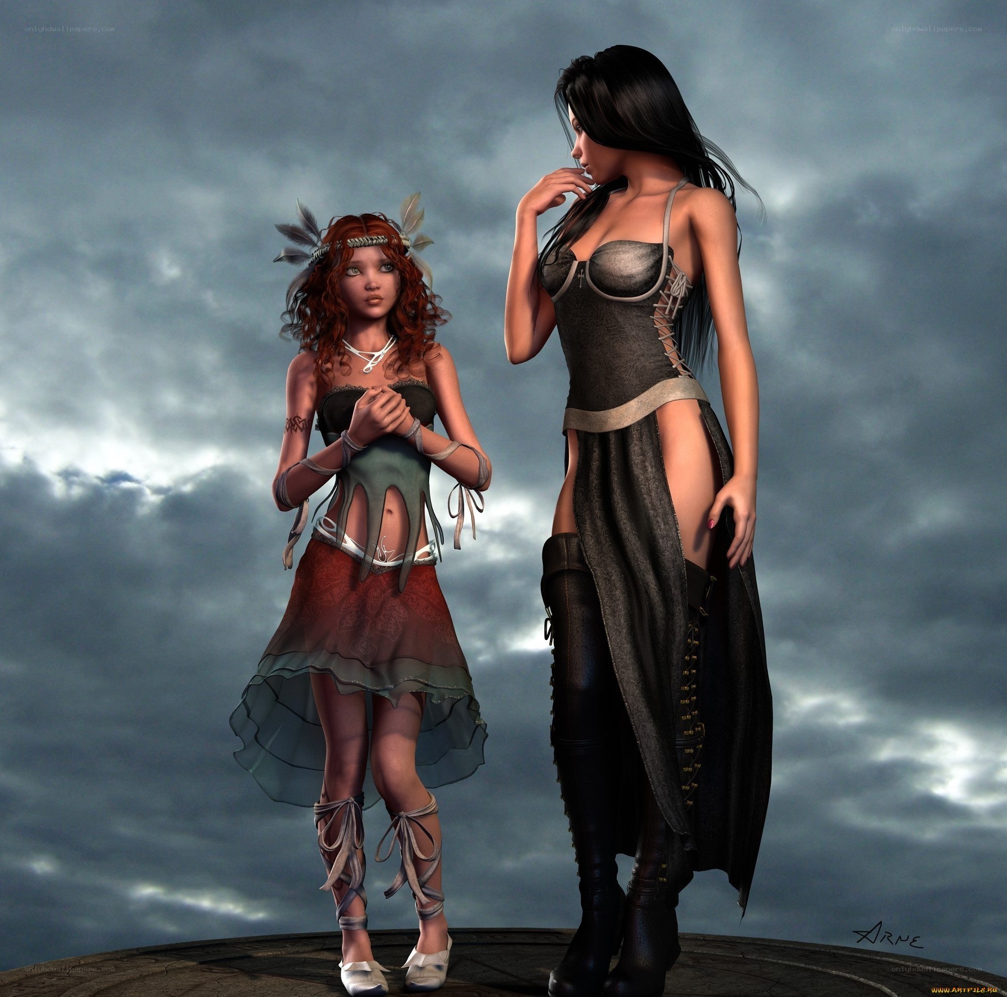 Two fantasy women in dramatic pose