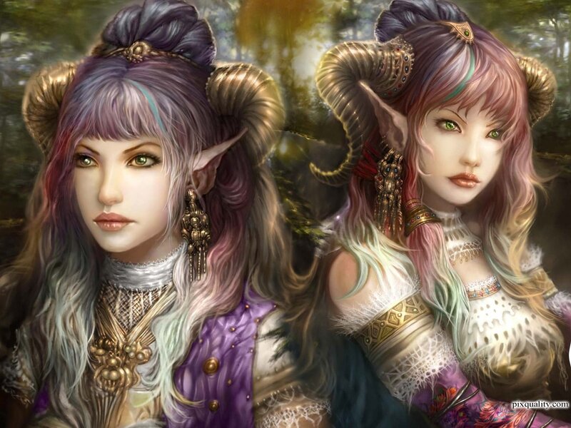 Two Fantasy Women — Purple, Serene