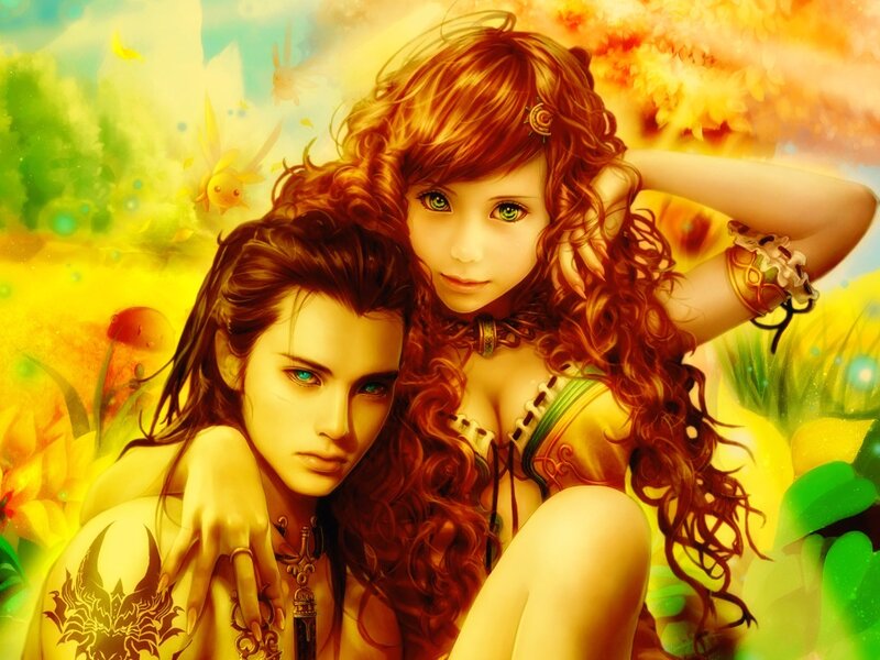 Two Fantasy Women — Yellow