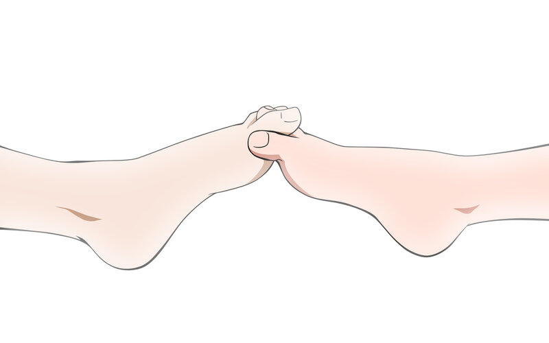 two feet touching