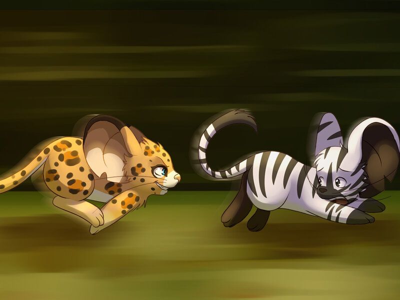 Two Feline Creatures Running