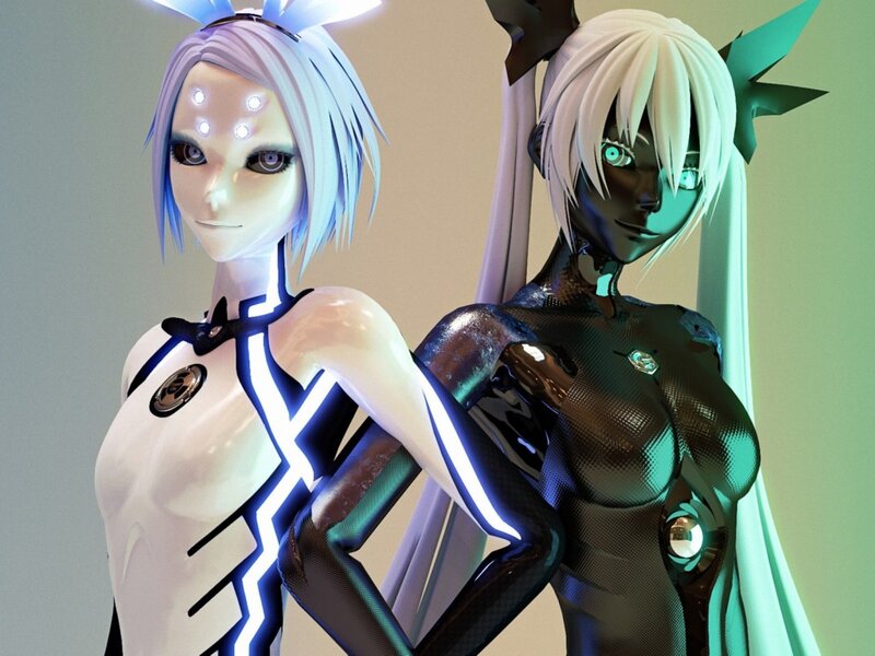 Two Female Androids — White