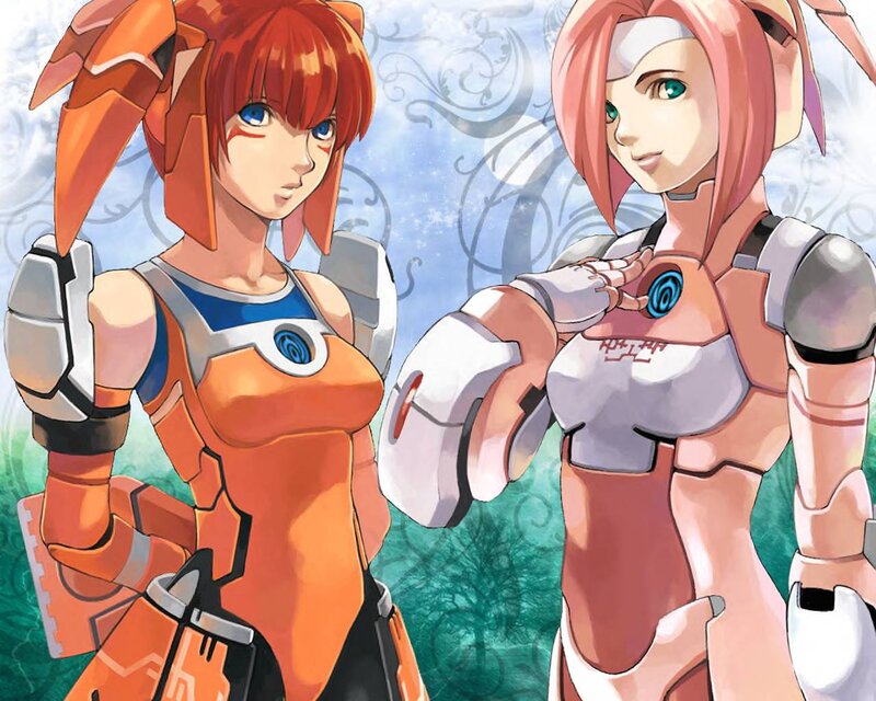 two female anime characters in armor