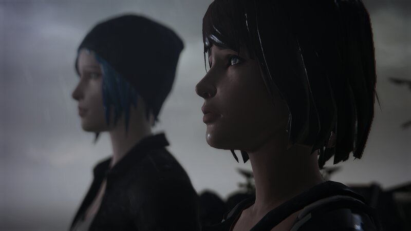 Two Female Characters — Black, Dramatic, Night, 3d Render