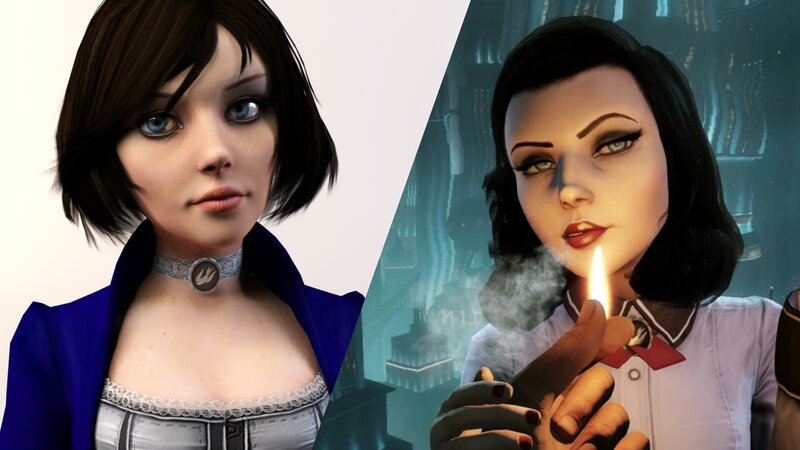 Two Female Characters — Blue, Dramatic, 3d Render, Choker