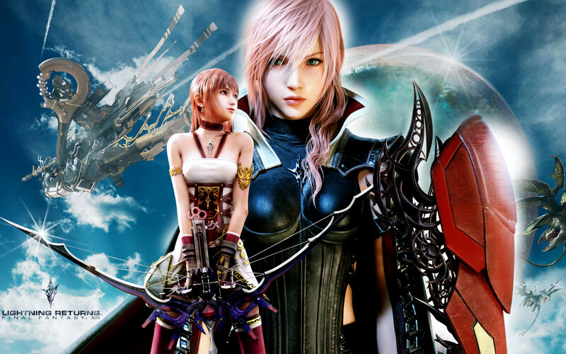 Two Female Characters — Blue, Dramatic, Digital Art, Mechanical Weapon