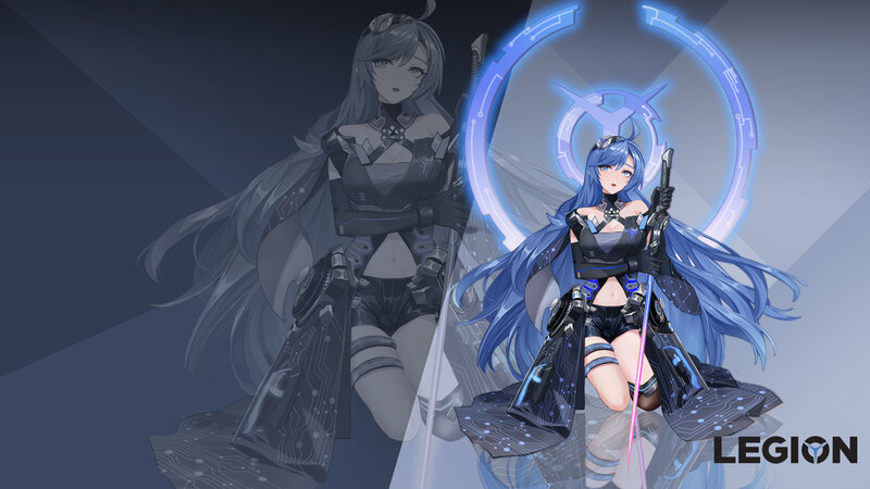 Two Female Characters — Blue, Dramatic, Digital Art, Swords
