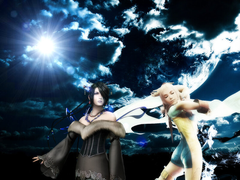 Two Female Characters — Blue, Dramatic, Night