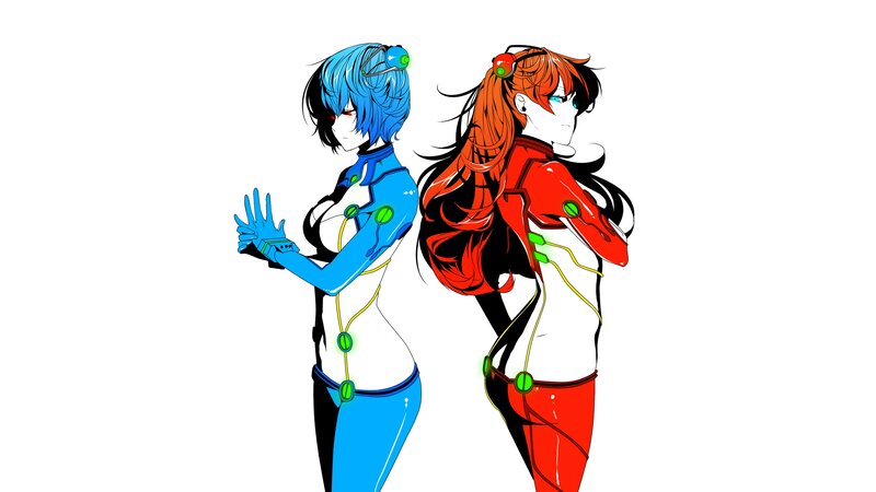 Two Female Characters — Blue, Neutral, Anime
