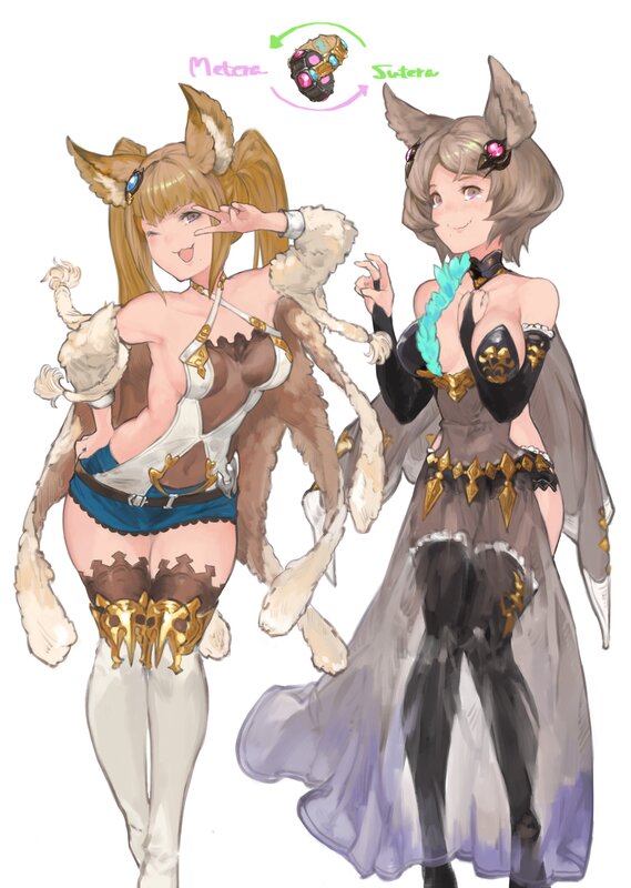 Two Female Characters — Brown, Playful