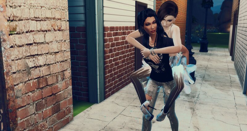 Two Female Characters Carrying Each Other
