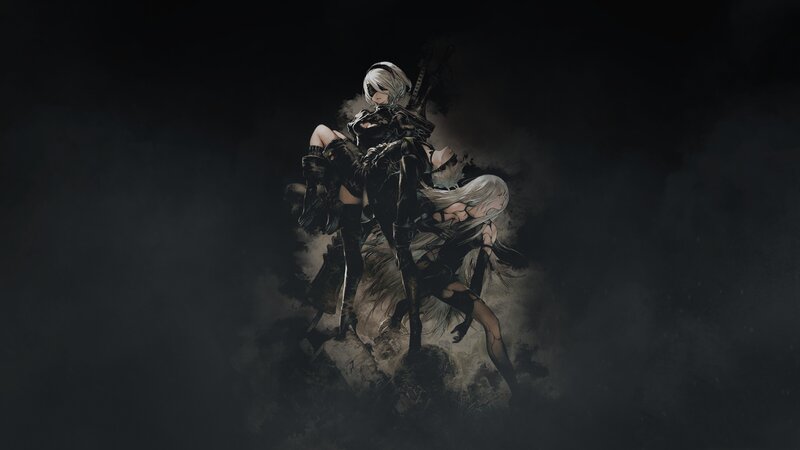 Two Female Characters Fighting — Black, Dramatic