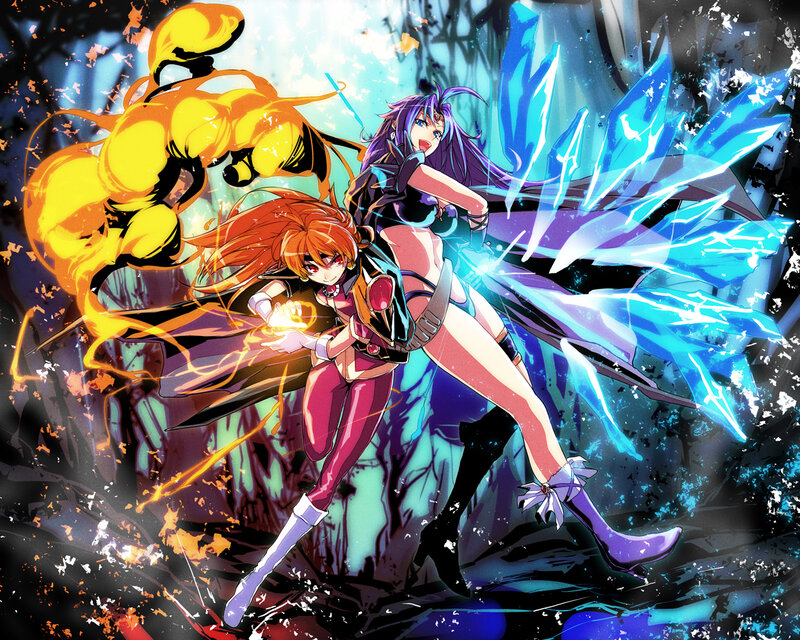 Two Female Characters Fighting — Blue