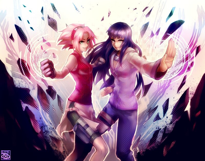 Two Female Characters Fighting — Pink