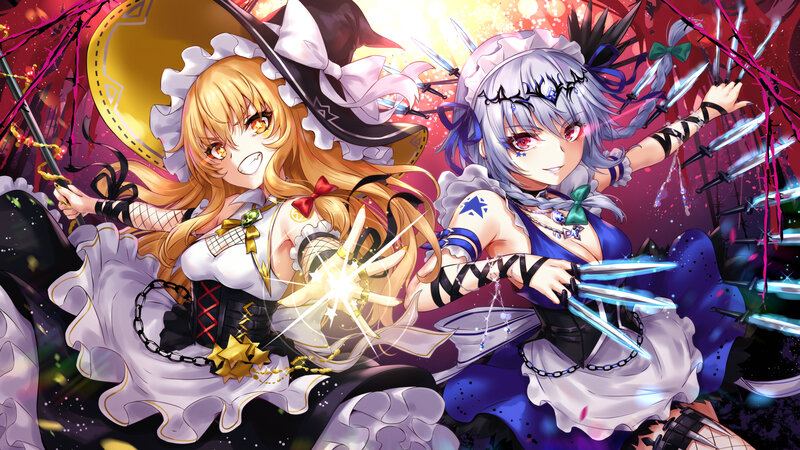 Two Female Characters Fighting — Purple, Dramatic, Anime