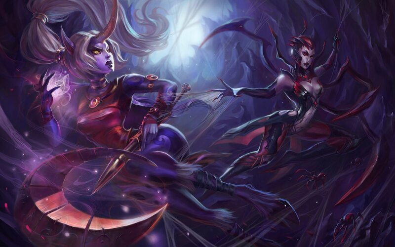 Two Female Characters Fighting — Purple, Dramatic